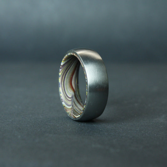 Titanium and Corvette Fordite Ring