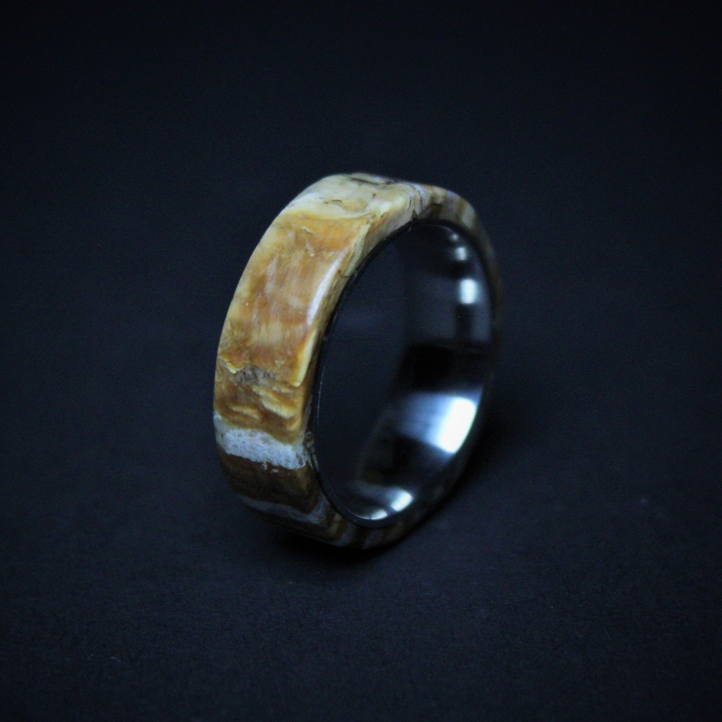 Mammoth Tooth Ring with Stainless Steel Core