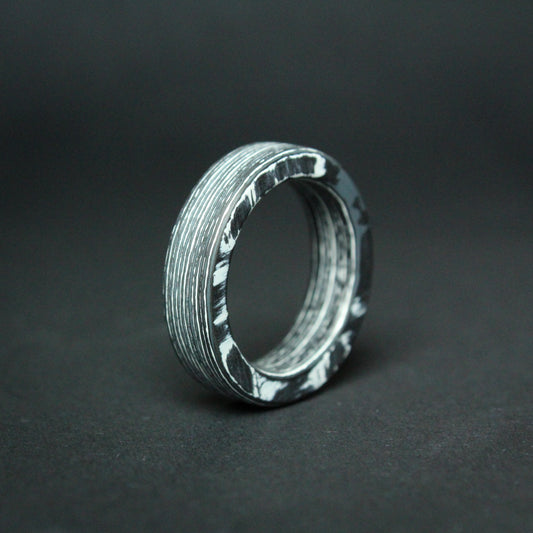 Arctic Storm Ring - Black and White Carbon Fiber Ring