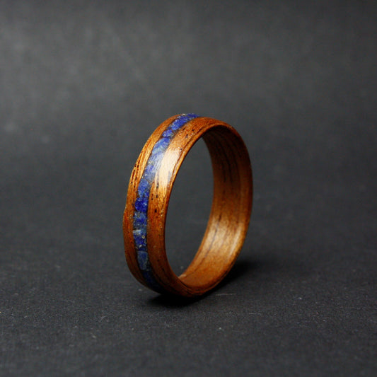 Mahogany and Lapis Lazuli Bentwood Ring