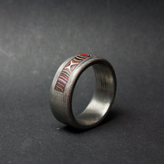3D Printed Steel Ring Inlaid with Corvette Fordite