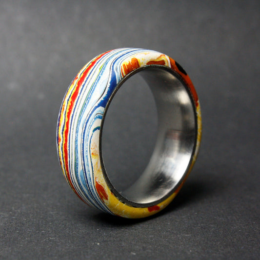 Steel and Surfite Ring / Fordite Ring