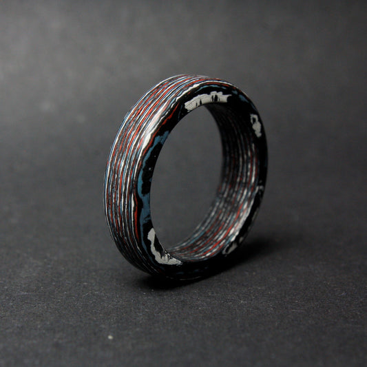 4th of July Carbon Fiber Ring - Color Infused Carbon Fiber Ring