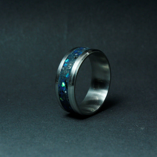 The Deep Space Ring - Titanium and Opal Ring