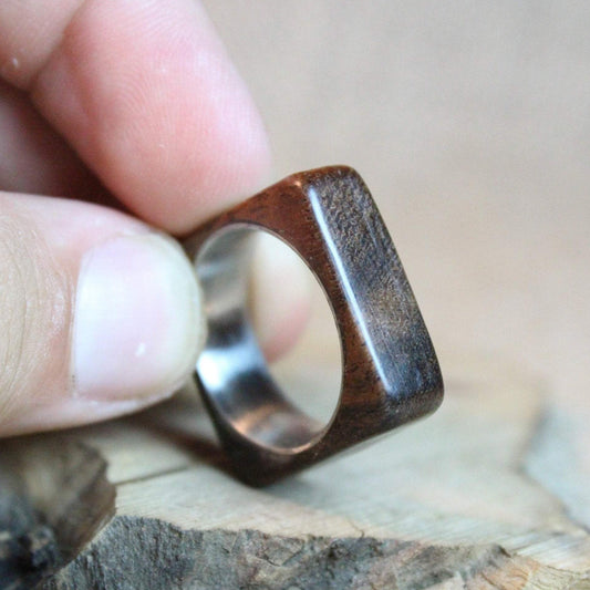 Mahogany and Stainless Steel Ring