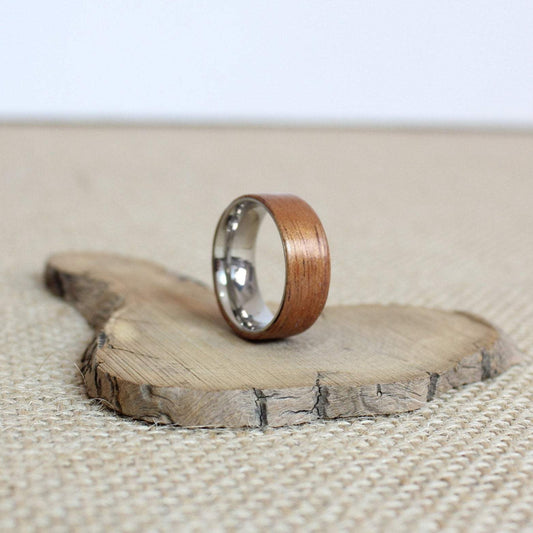 Stainless Steel and Mohagony Wood Ring