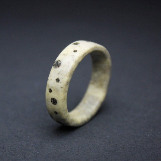 The Moon Ring - Shed Deer Antler and Black Sand Ring