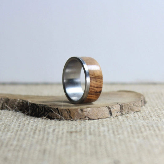 Eucalyptus Burl and Stainless Steel Ring