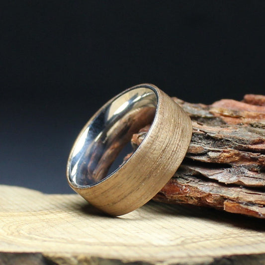 Stainless Steel and Walnut Ring