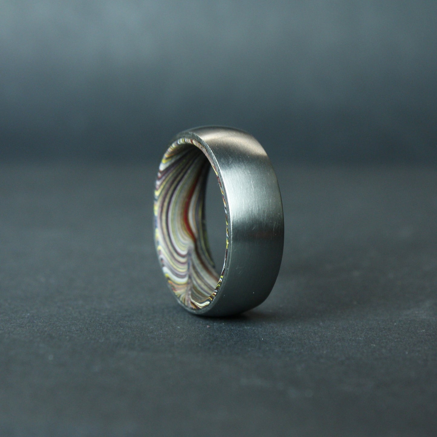 Titanium and Corvette Fordite Ring