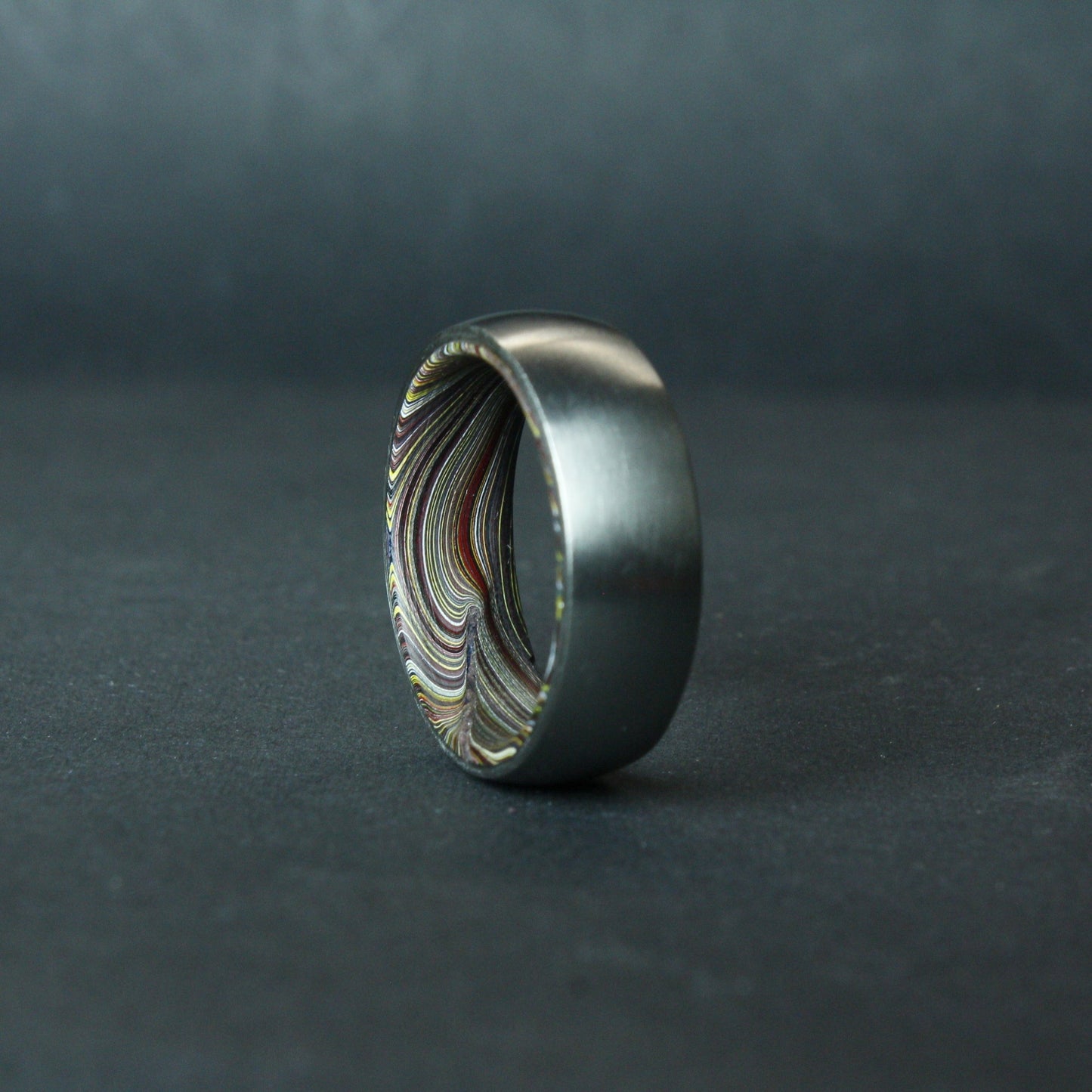 Titanium and Corvette Fordite Ring