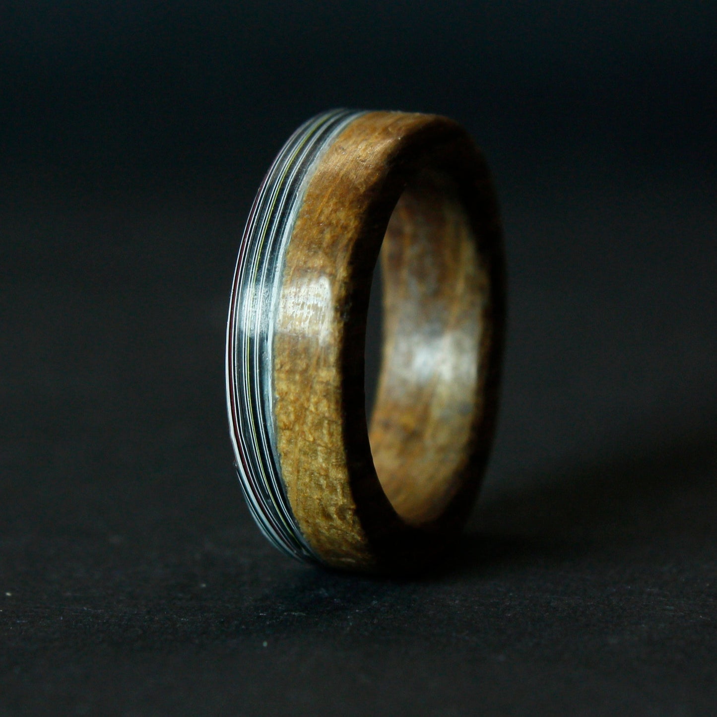 Jeep Fordite and Whiskey Barrel Wood Ring