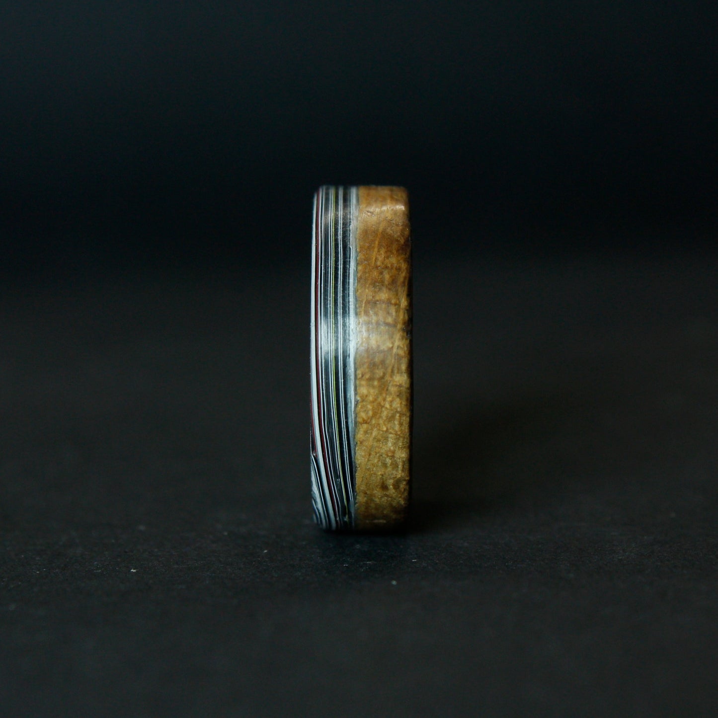 Jeep Fordite and Whiskey Barrel Wood Ring