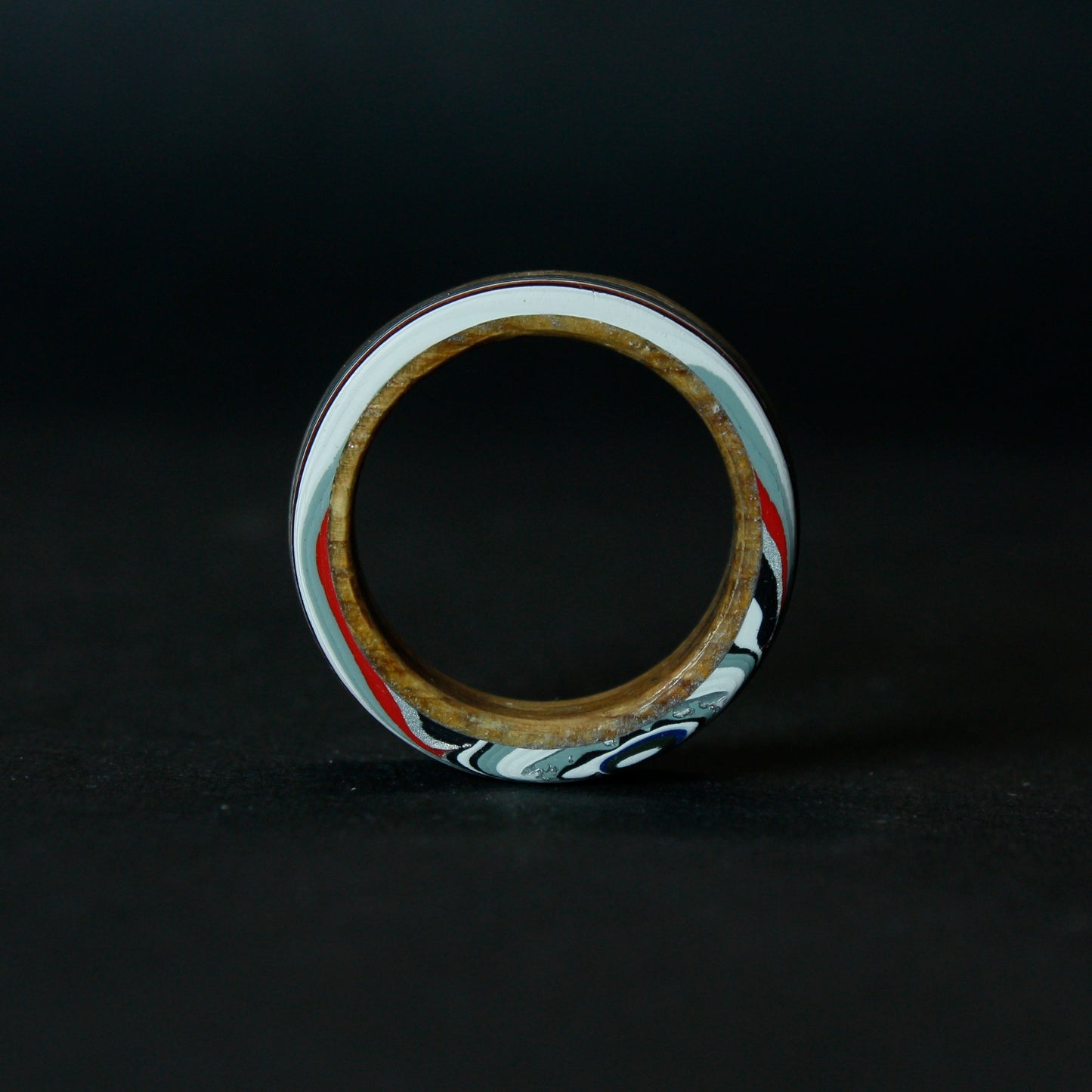 Jeep Fordite and Whiskey Barrel Wood Ring