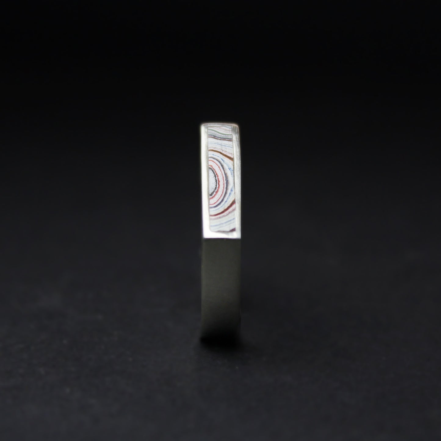 Sterling Silver Signet Ring with Semitruck Fordite Inlay