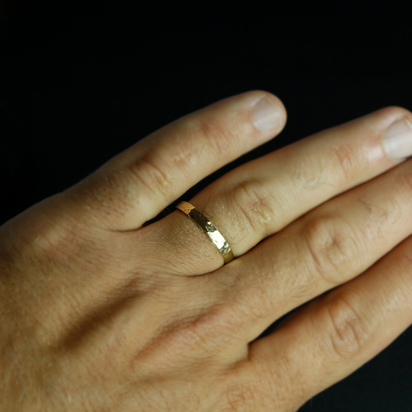 Hammered Yellow Gold Wedding Ring