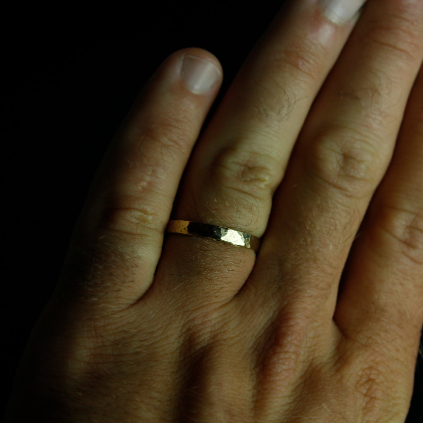 Hammered Yellow Gold Wedding Ring