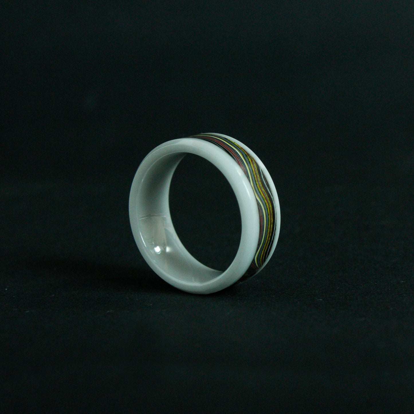 Corvette Fordite White Ceramic Ring