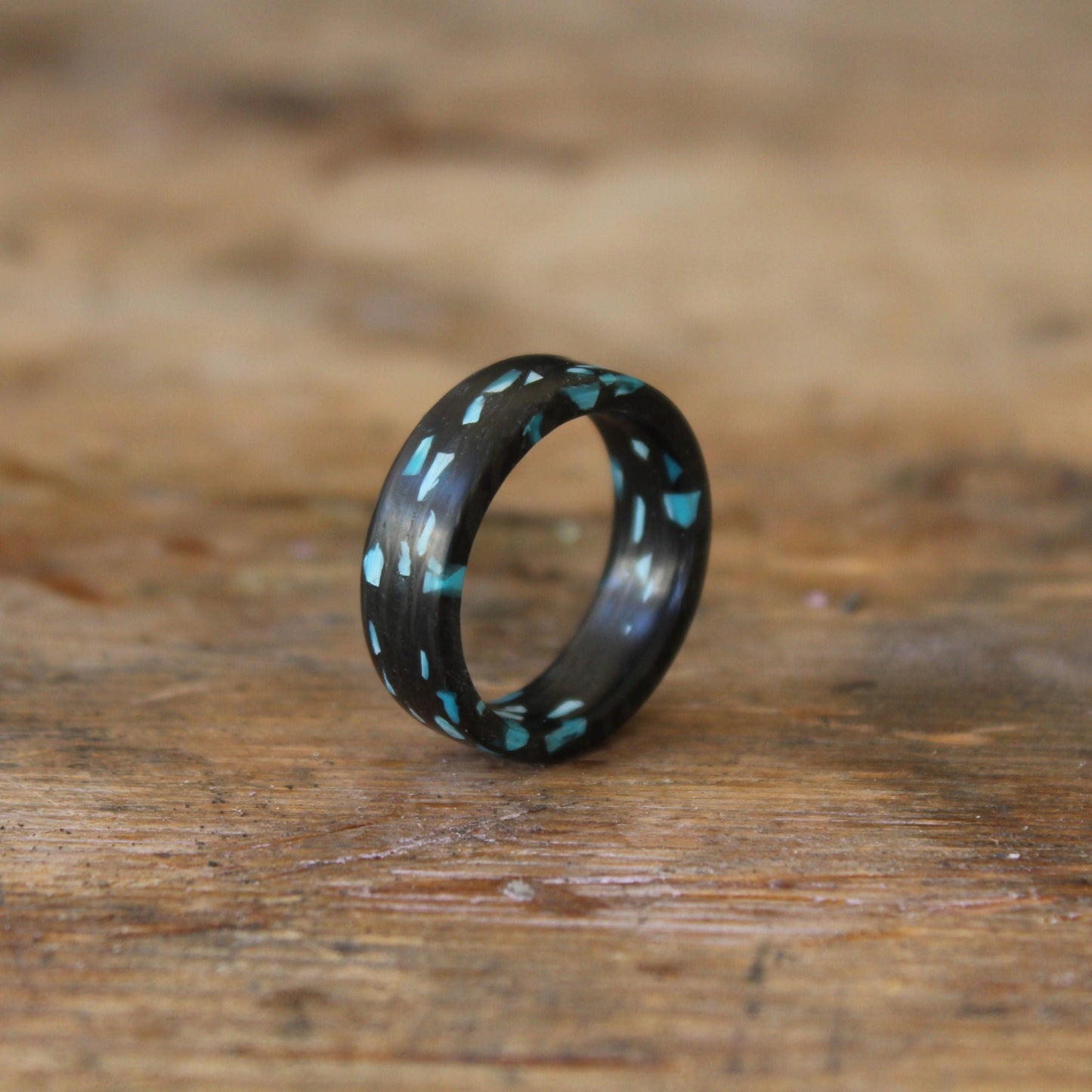 Turquoise Mines - Carbon Fiber Ring