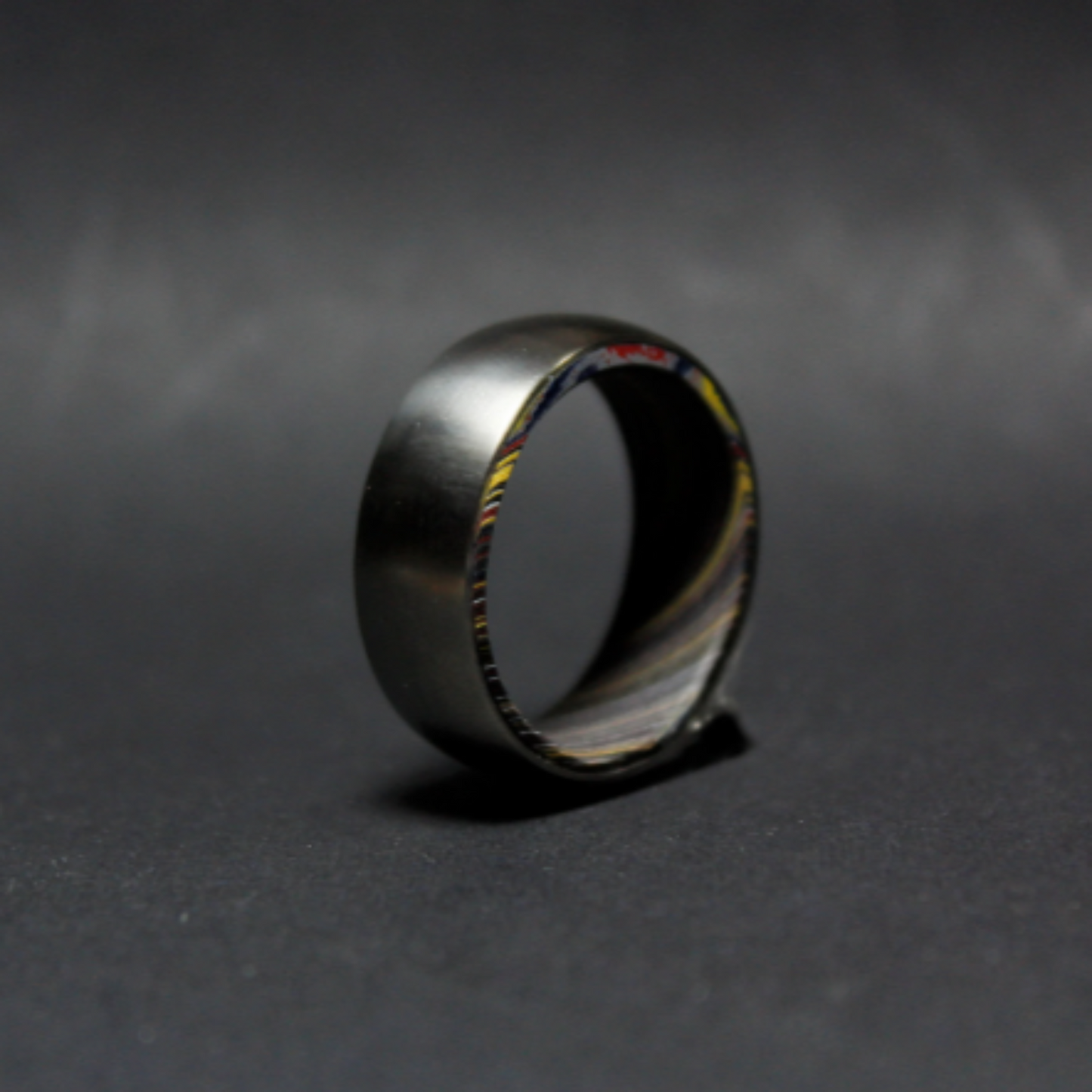 Titanium and Corvette Fordite Ring