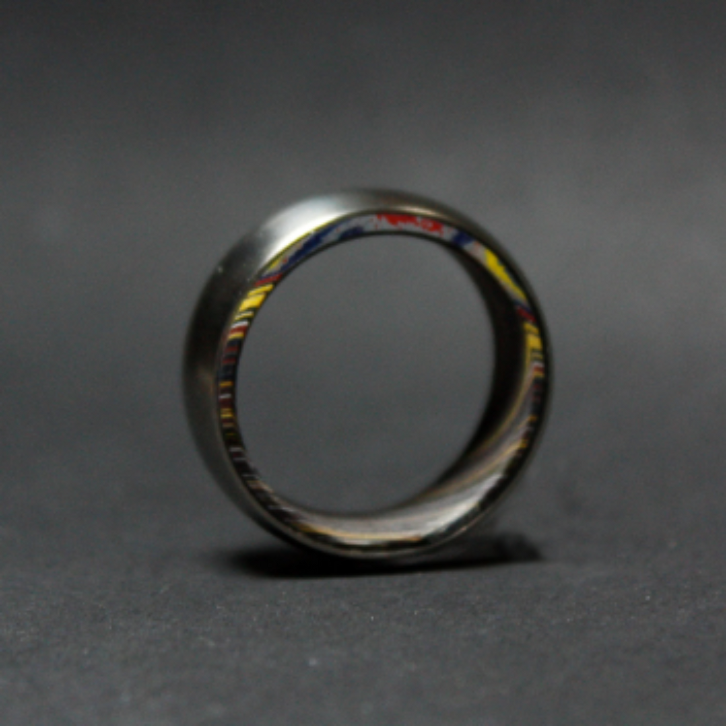 Titanium and Corvette Fordite Ring