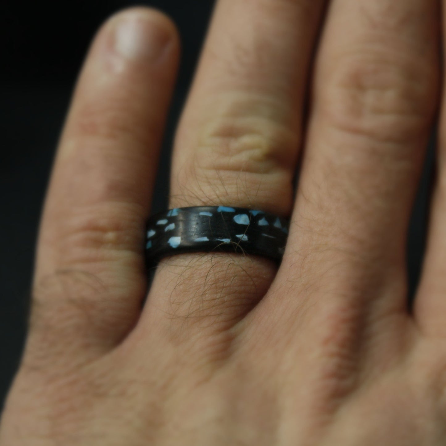 Turquoise Mines - Carbon Fiber Ring