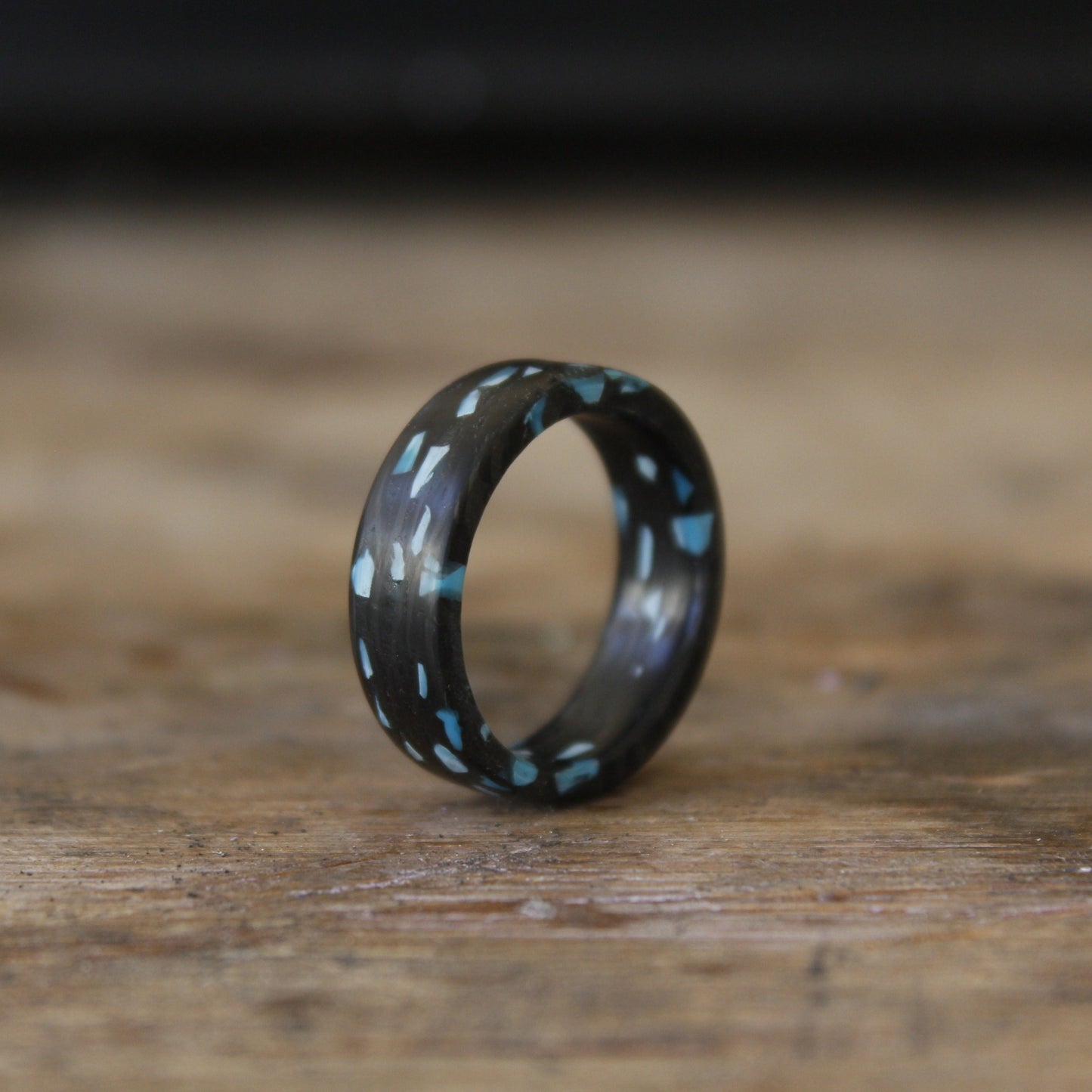 Turquoise Mines - Carbon Fiber Ring