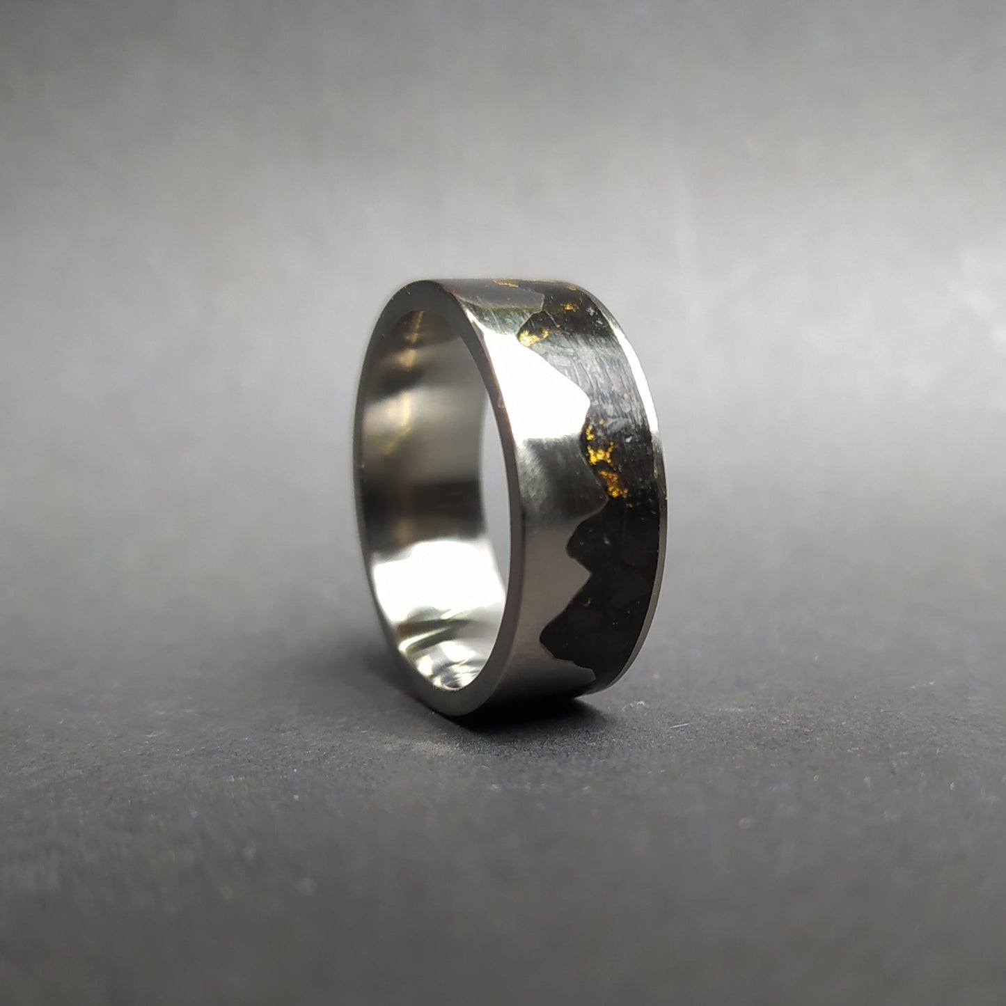 Titanium Gold Mountains - Wedding Band