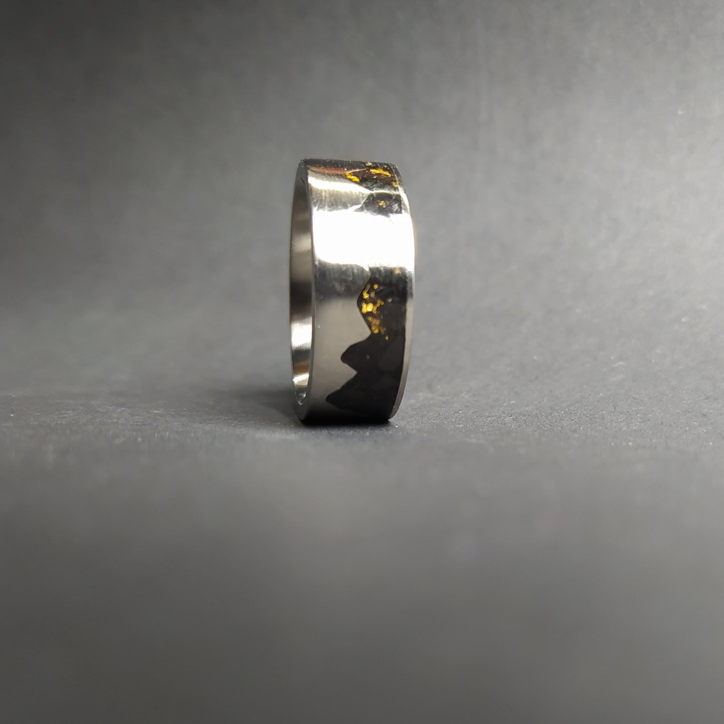 Titanium Gold Mountains - Wedding Band