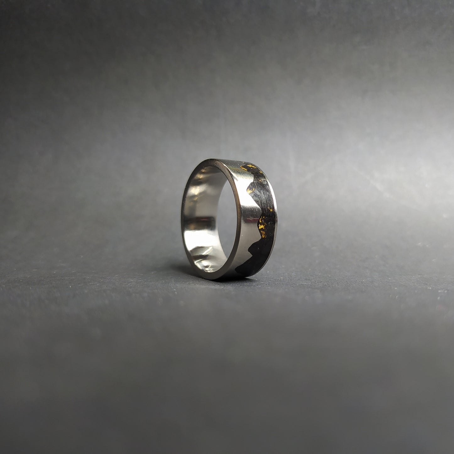 Titanium Gold Mountains - Wedding Band