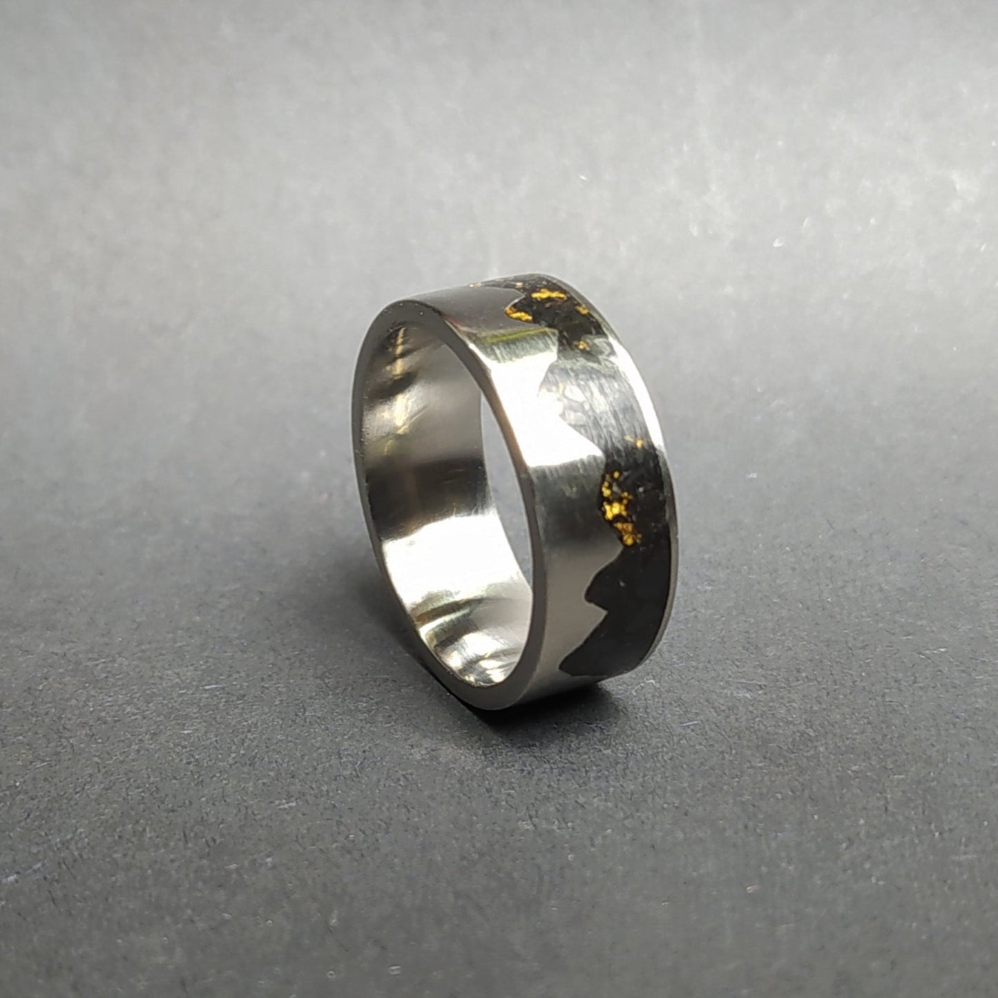 Titanium Gold Mountains - Wedding Band