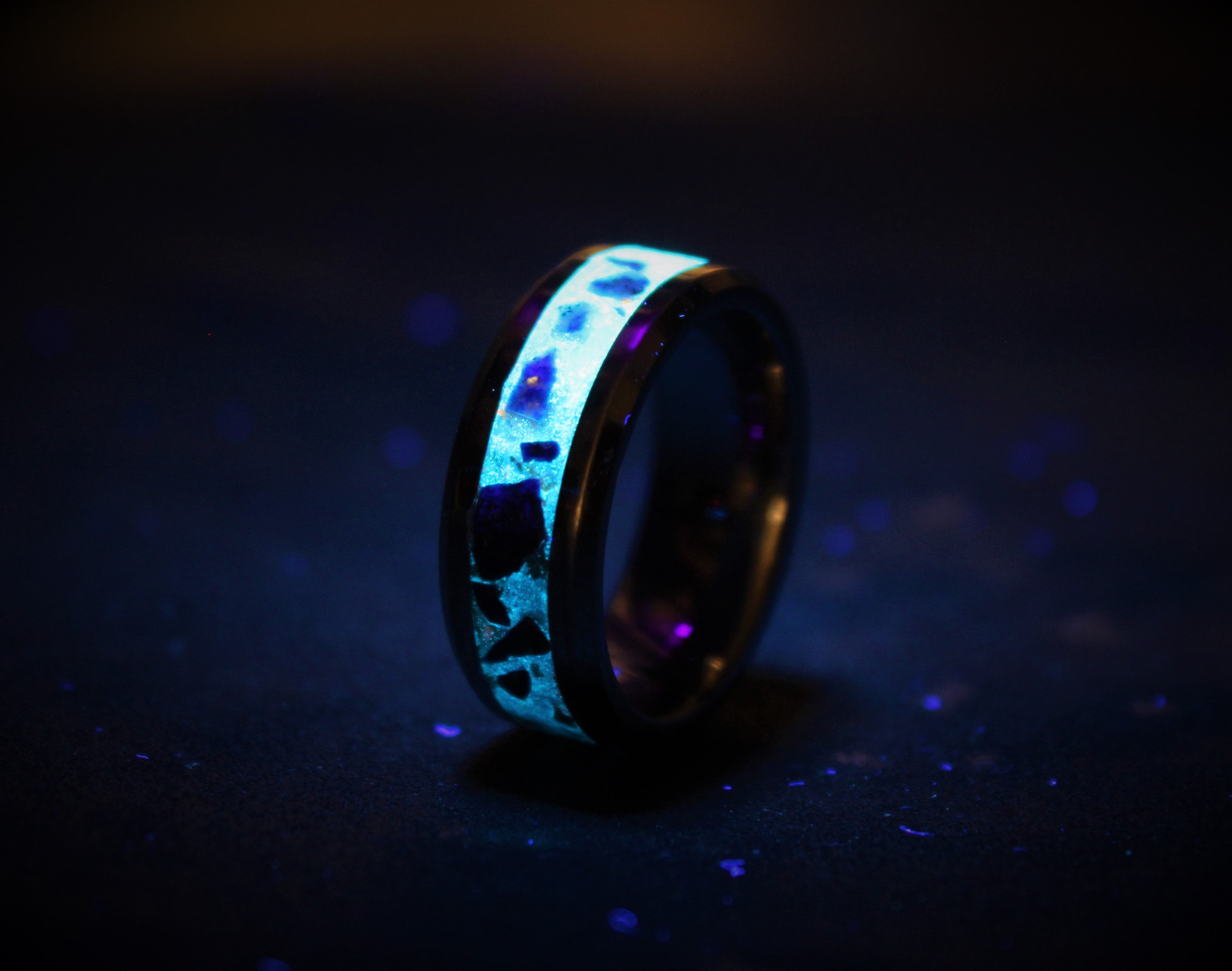 Buy Titanium Ring With Offset Azure Opal Inlay, Titanium Opal Glow Inlay  Wedding Ring Online in India - Etsy