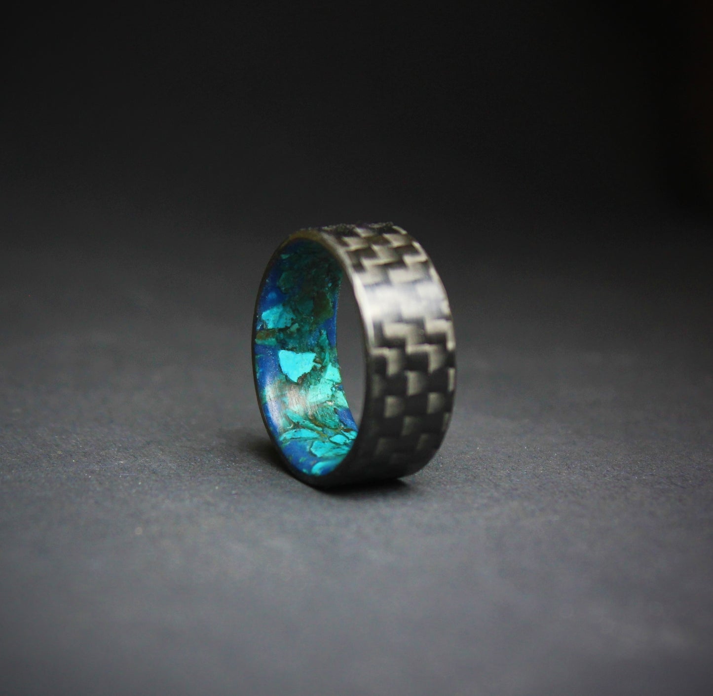 Carbon Ring with Turquoise - Glow Core