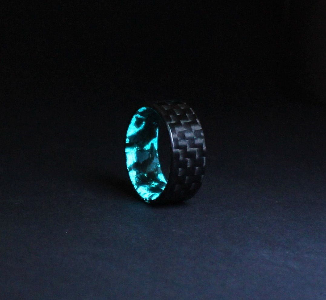 Carbon Ring with Turquoise - Glow Core