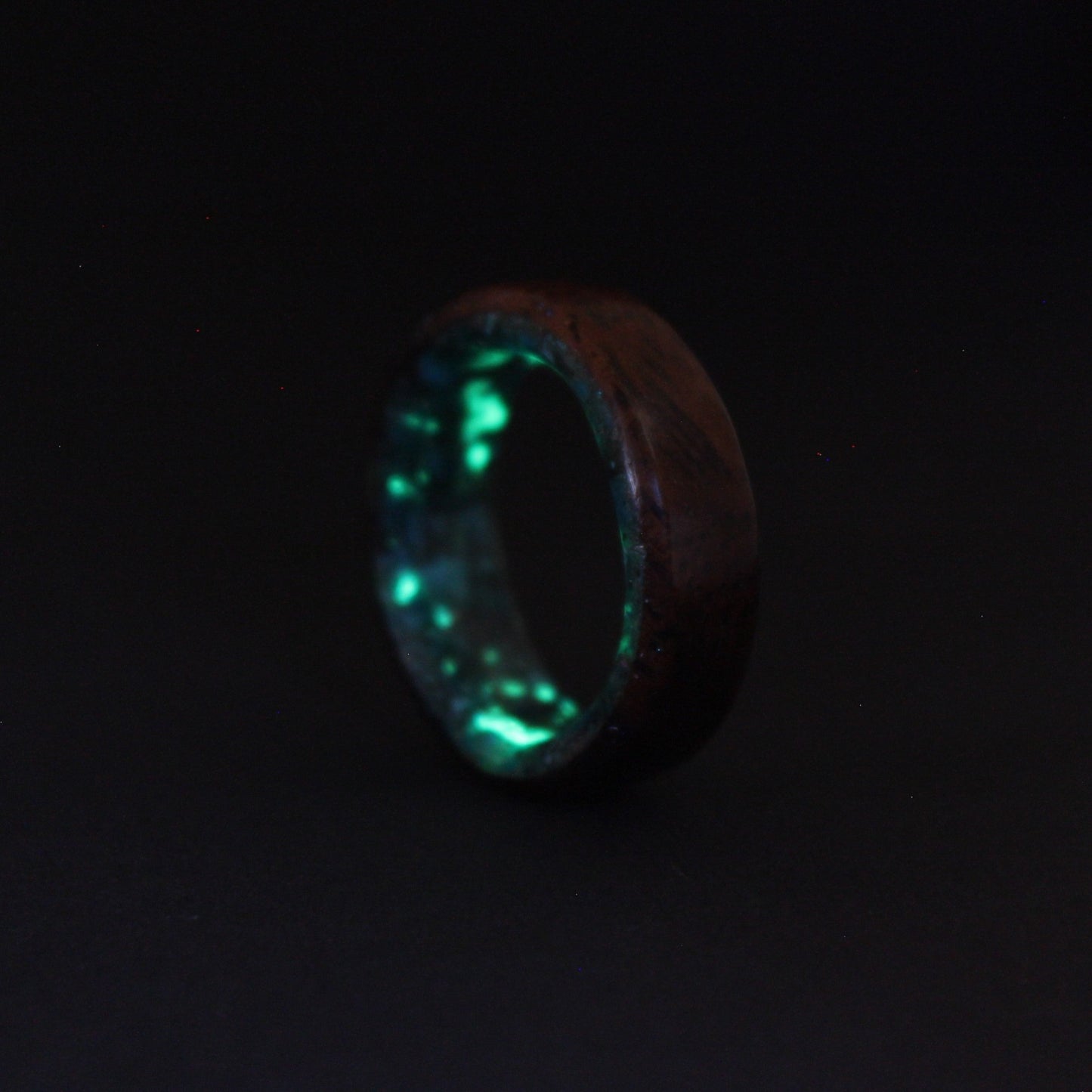 Mahogany Wood and Turquoise Glow Core Ring