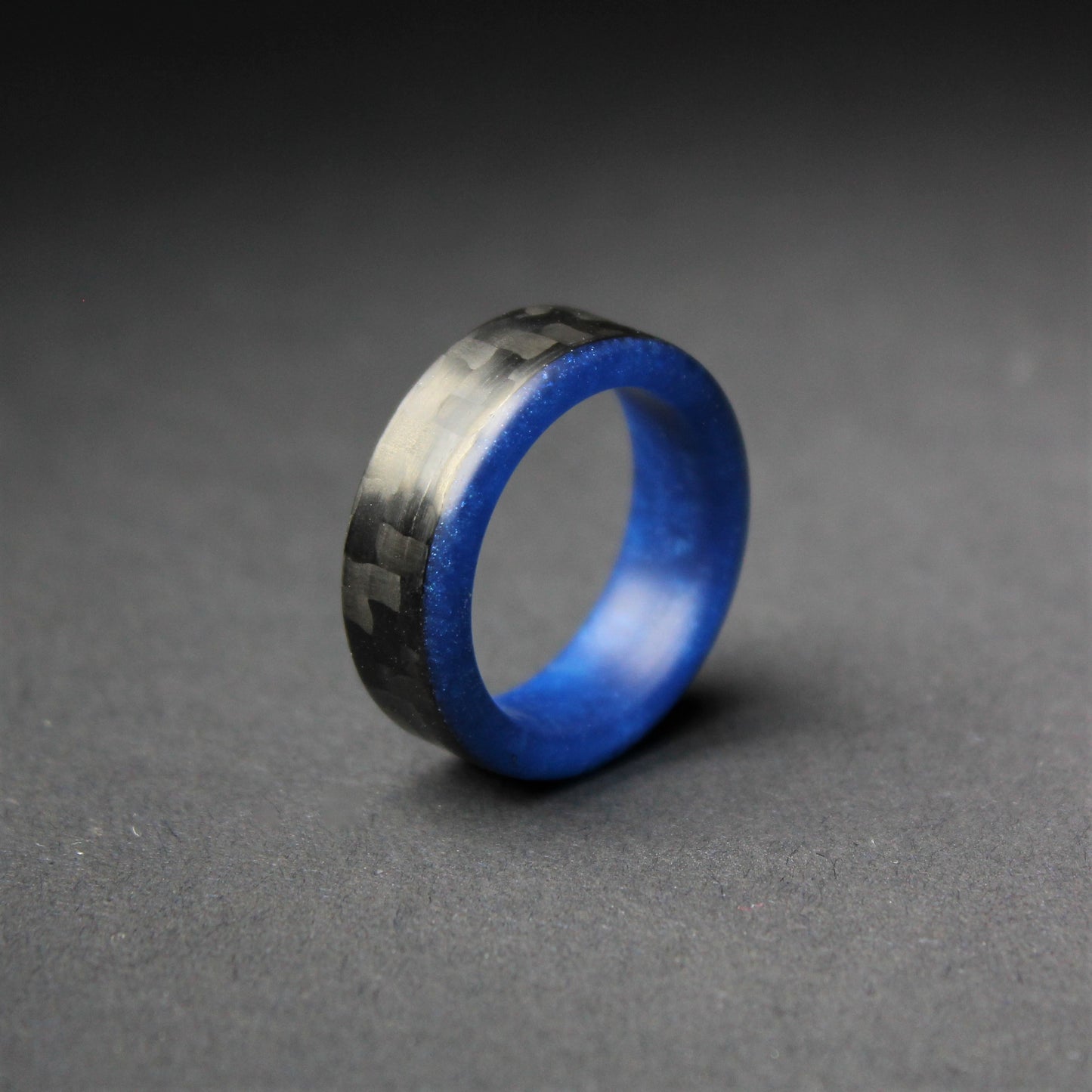 Black Ocean - Blue Epoxy and Carbon Fiber Ring