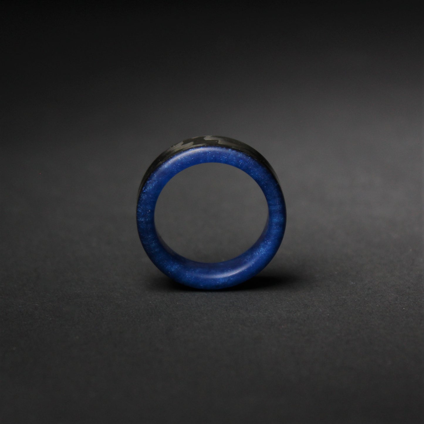 Black Ocean - Blue Epoxy and Carbon Fiber Ring