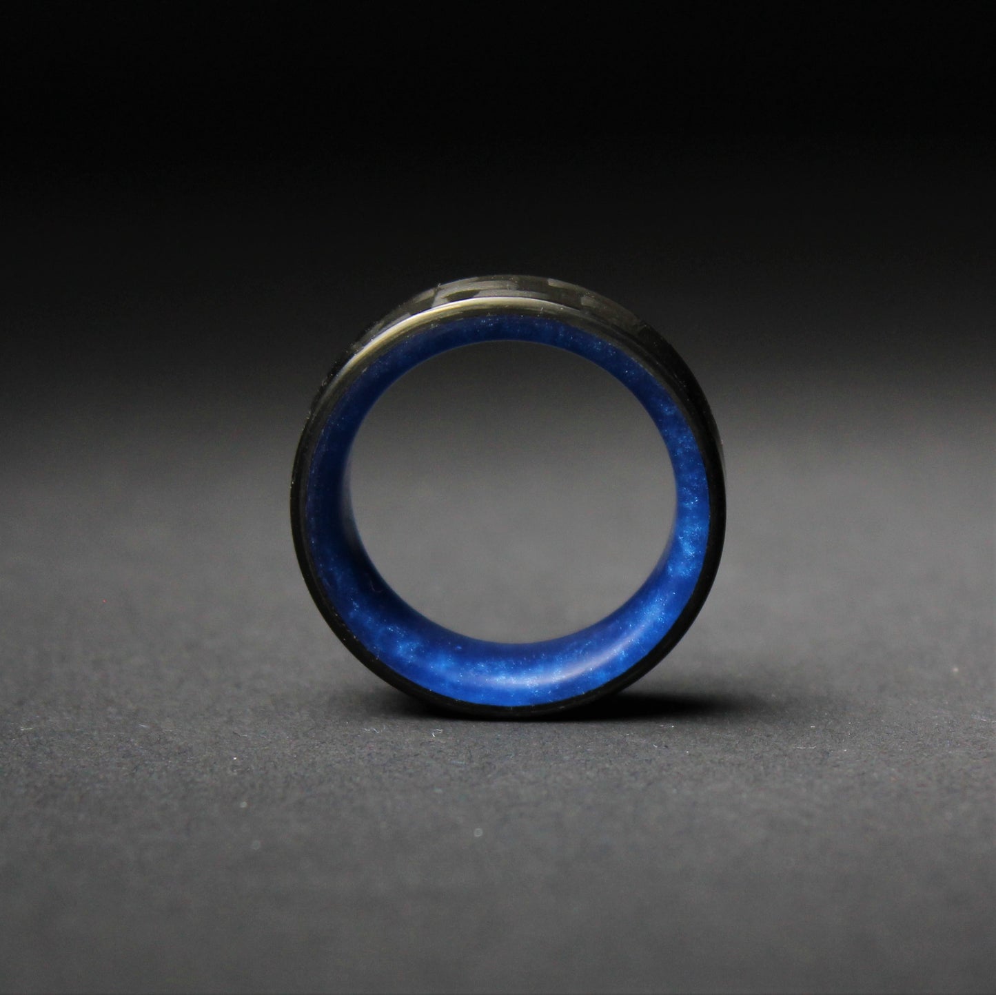 Black Ocean - Blue Epoxy and Carbon Fiber Ring