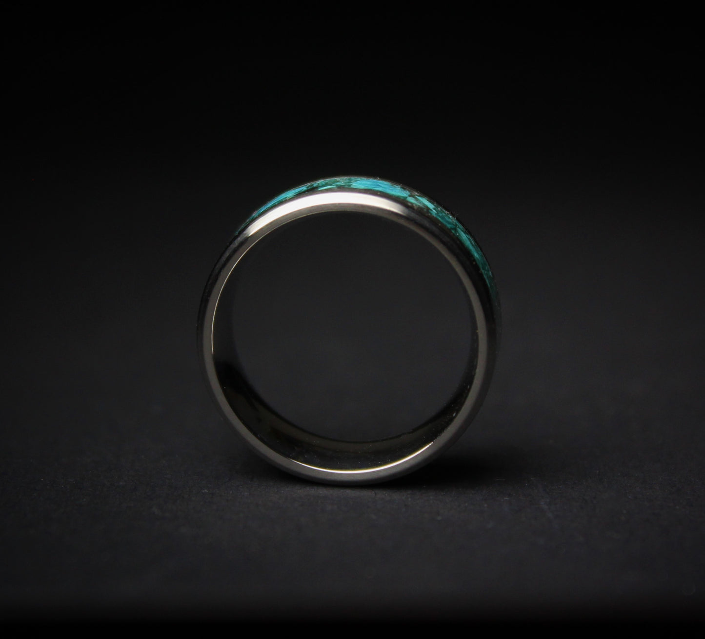 Turquoise and Black Opal Titanium Ring