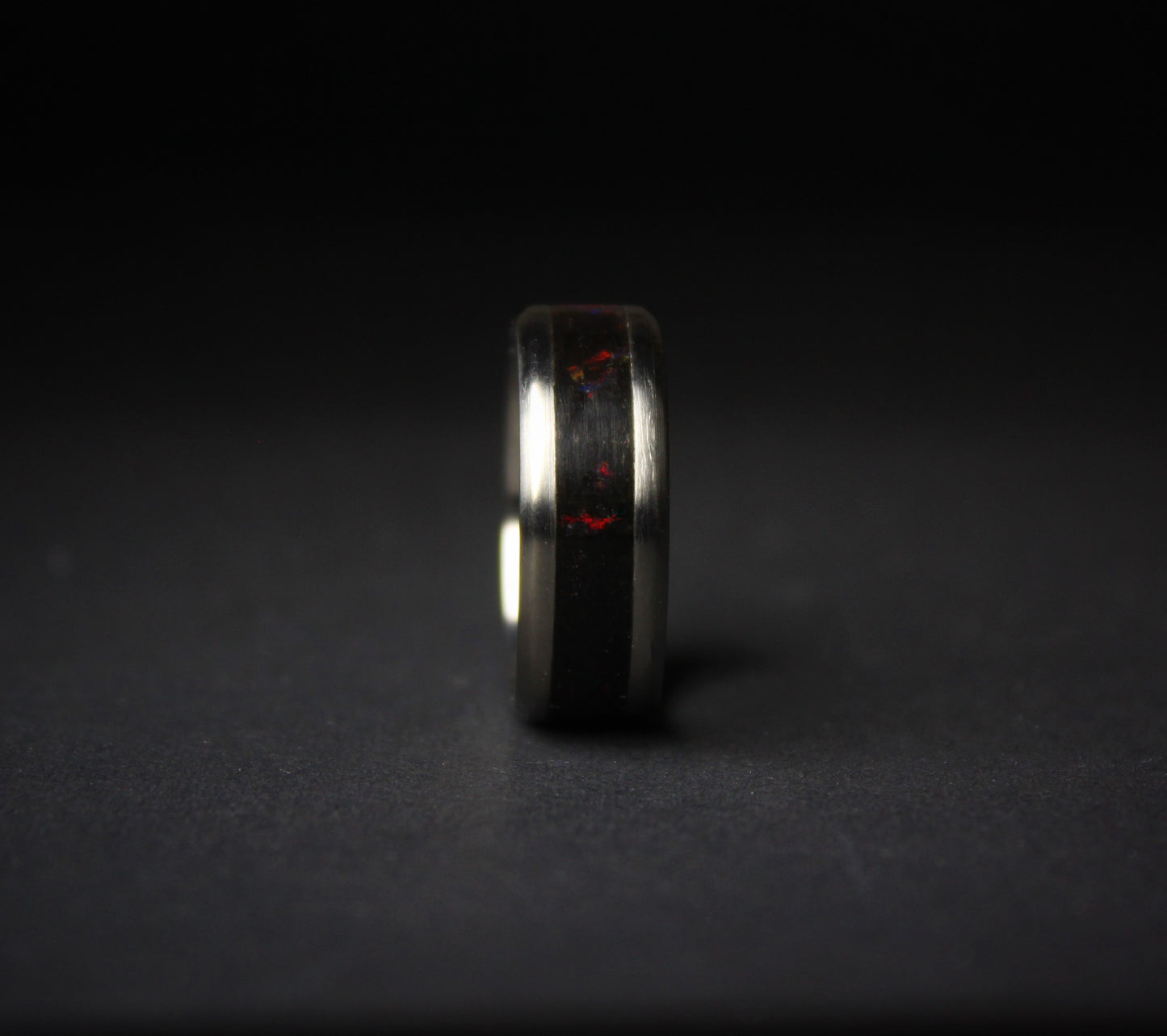 Titanium and Black Opal Ring