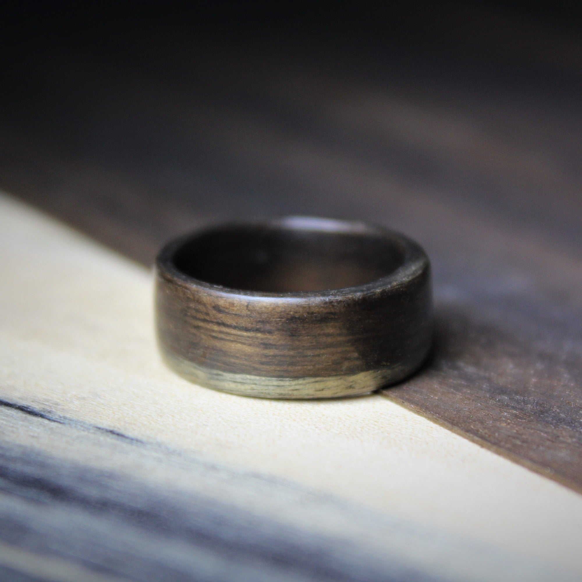 Smoked Eucalyptus Bentwood Ring top