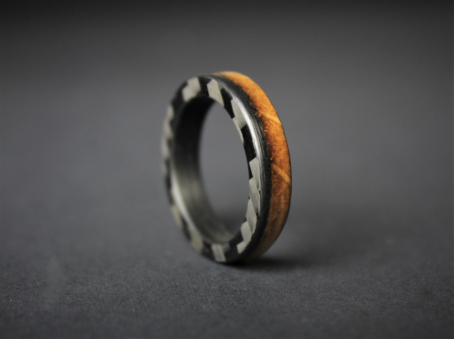 Smoked - Whiskey Barrel Wood and Carbon Fiber Ring