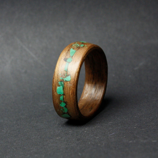 Walnut and Malachite Bentwood Ring