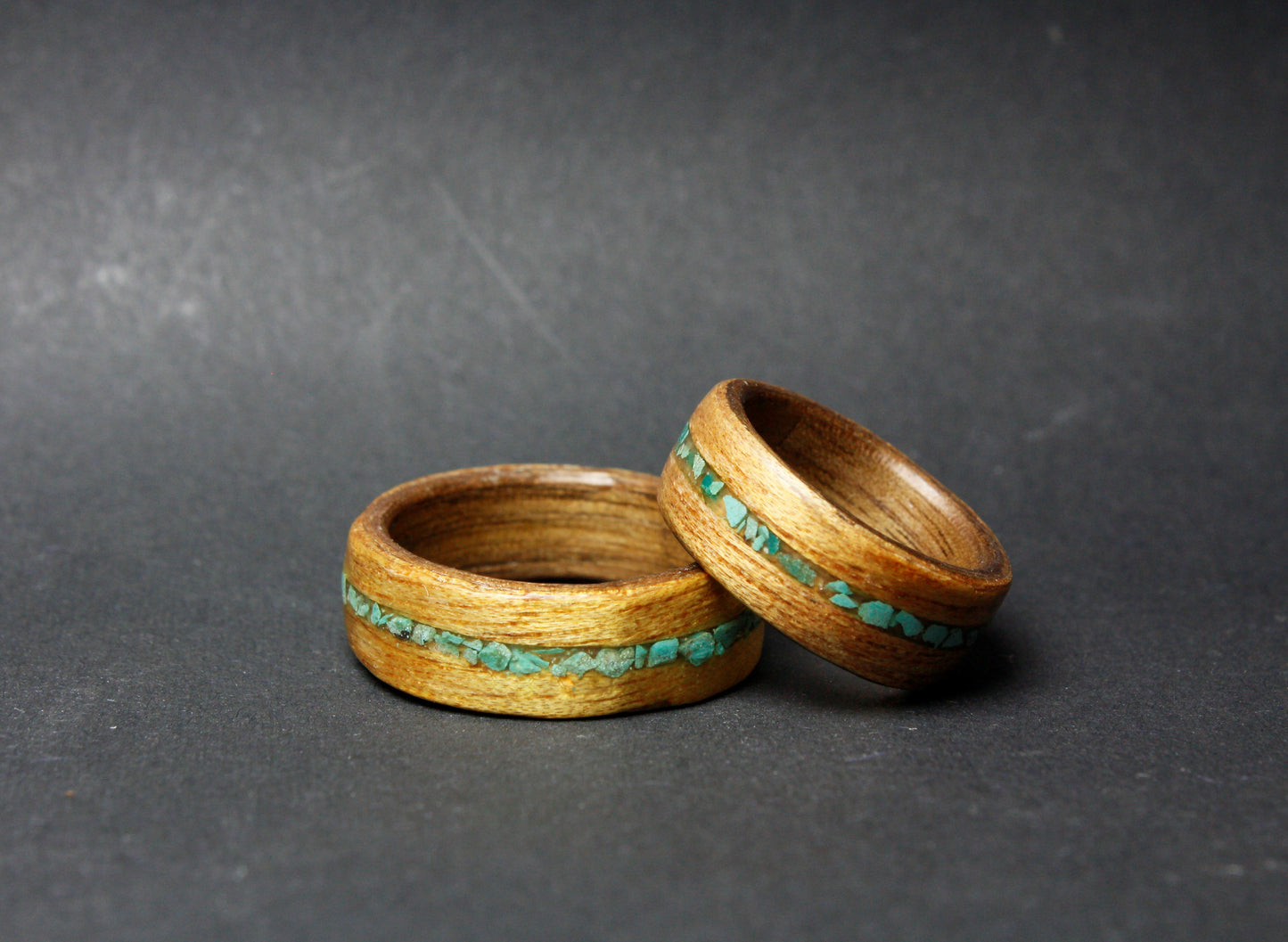 Walnut Gabon and Turquoise Bentwood Ring