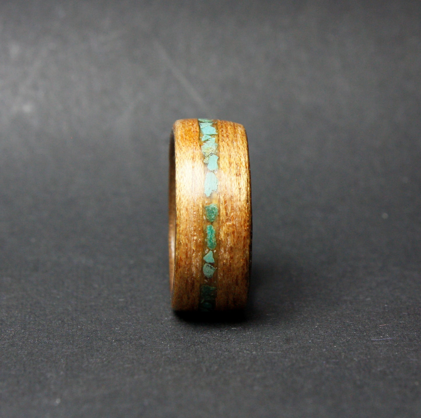 Walnut Gabon and Turquoise Bentwood Ring