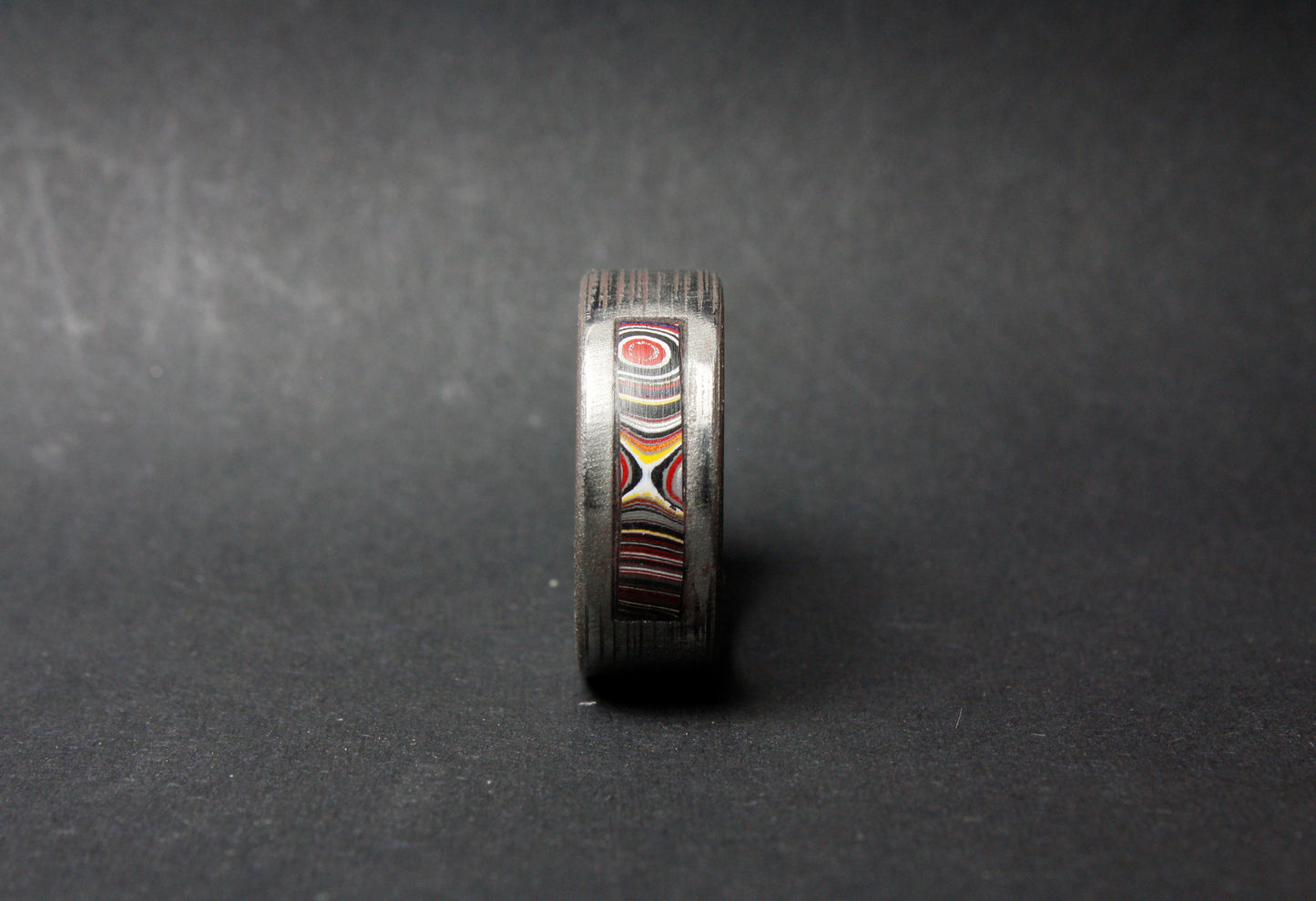 3D Printed Steel Ring Inlaid with Corvette Fordite