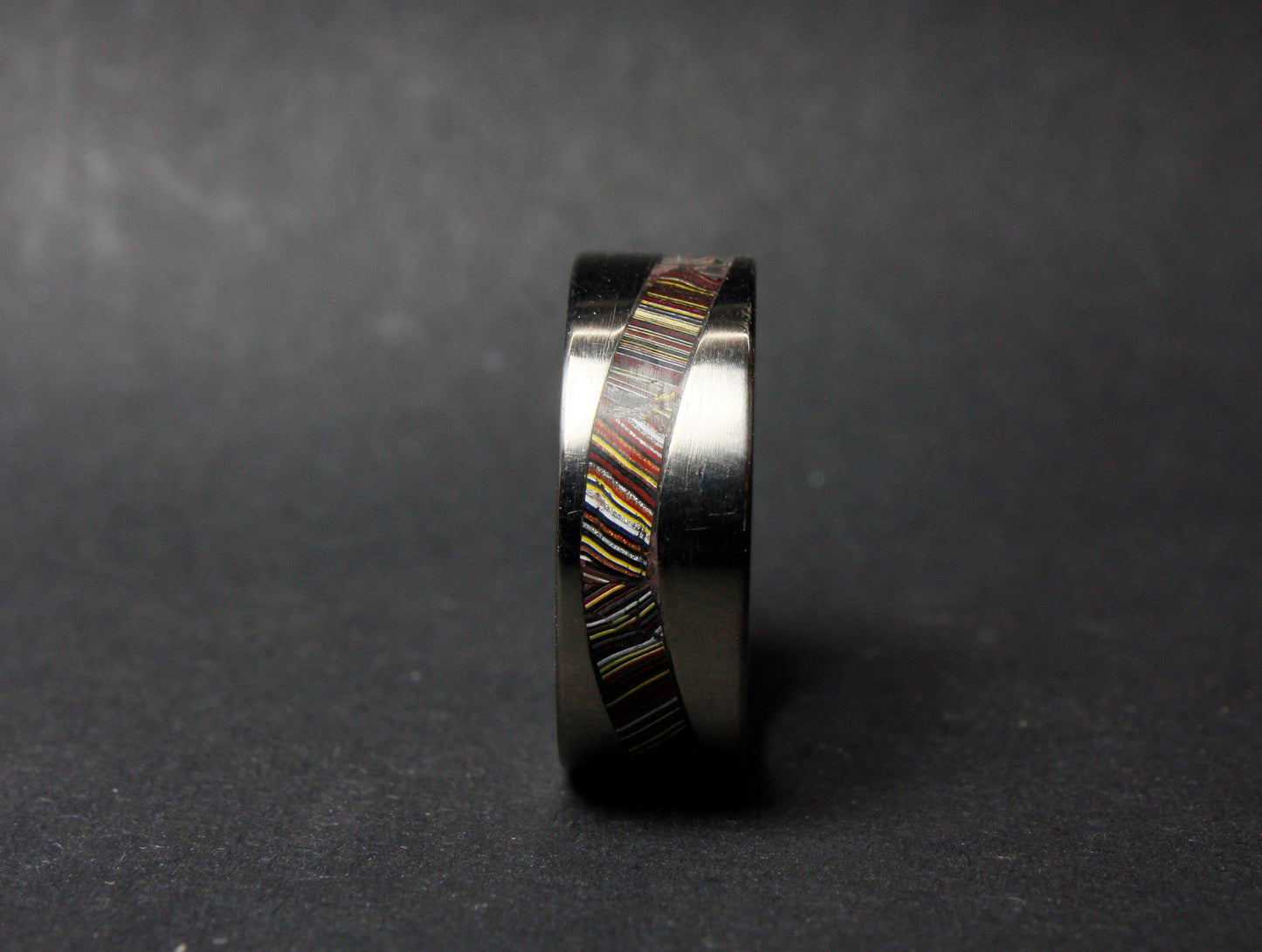 Titanium Wavy Fordite Ring