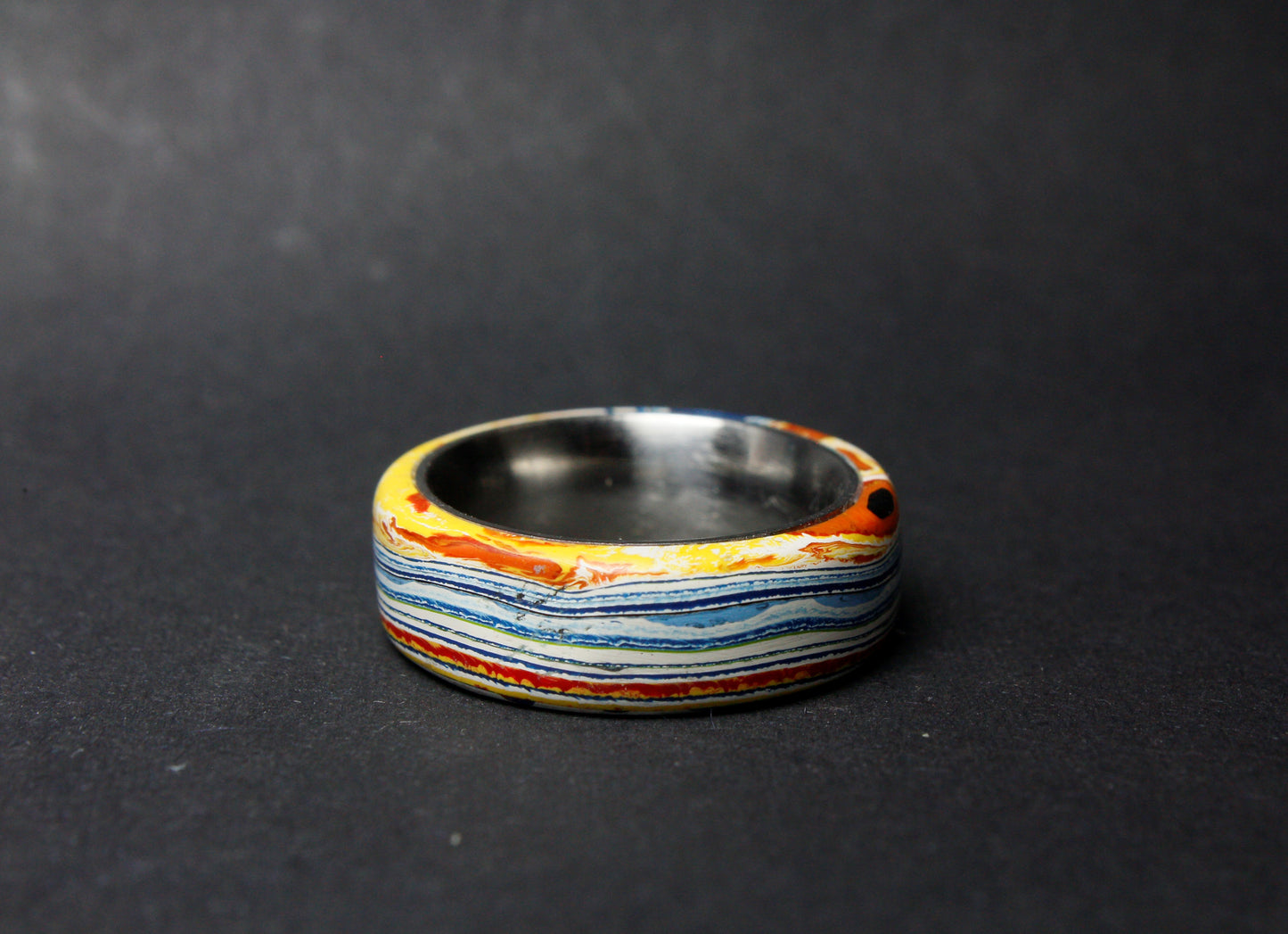 Steel and Surfite Ring / Fordite Ring