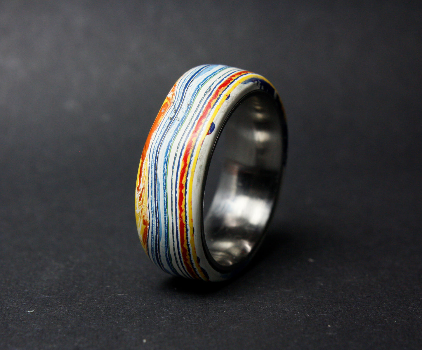 Steel and Surfite Ring / Fordite Ring