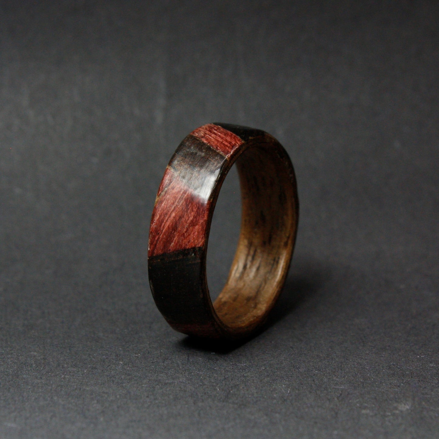 Walnut Ebony and Purpleheart Bentwood Ring